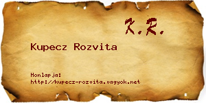 Kupecz Rozvita névjegykártya